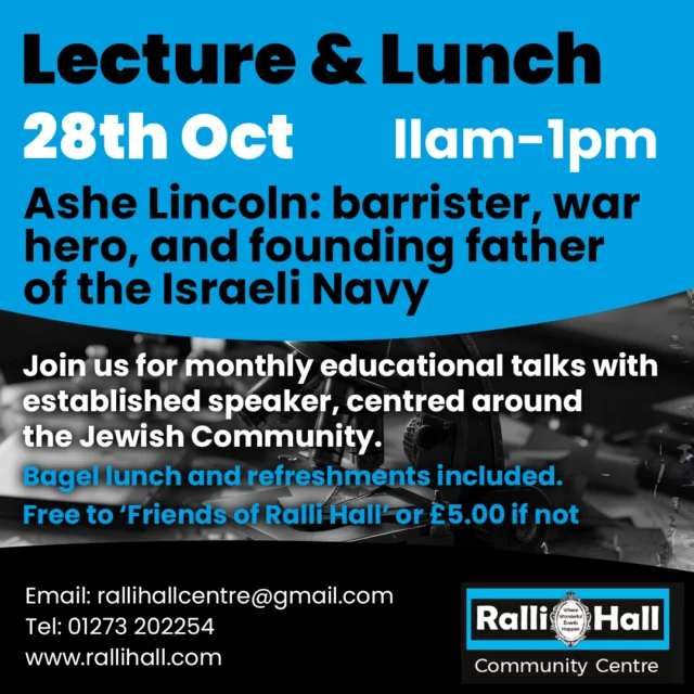 Our popular 'Lecture and Lunch' events at Ralli Hall book fast!

Great speakers, interesting subjects 📚with refreshments and lunch included 🥯

Book your space today -  just one weeks until the next one! 😃

#Lectureandlunch #Hove #Jewishcommunity #History #learning